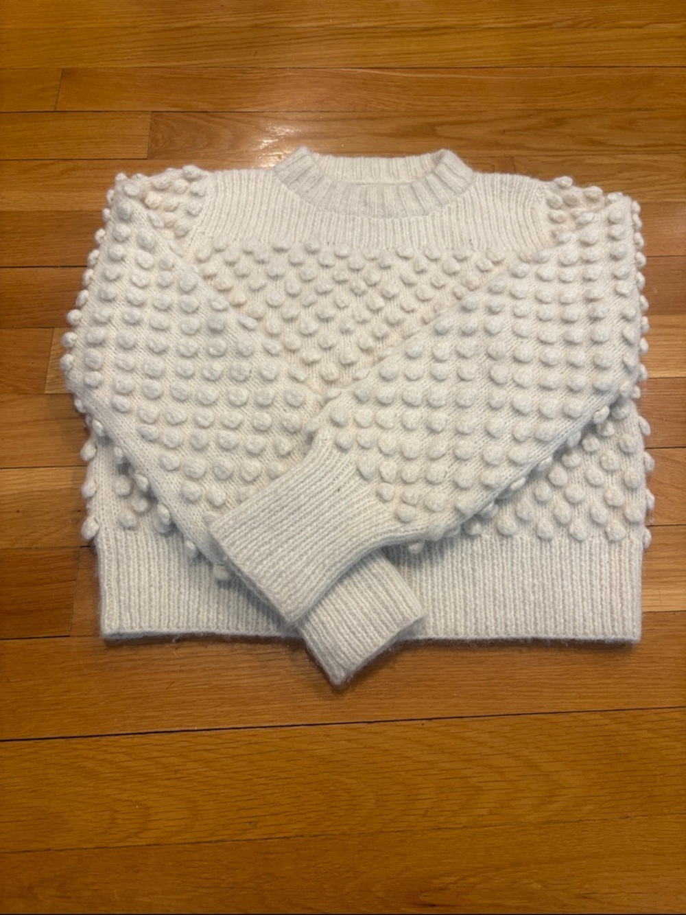 Sisley Cream Popcorn Bobble Crewneck Sweater